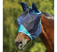 Weatherbeeta Comfitec Deluxe Fine Mesh Mask With Ears Navy/Turquoise - Pony