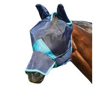 Weatherbeeta Comfitec Deluxe Fine Mesh Mask With Ears and Nose Navy/Turquoise - Small Pony