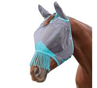 Weatherbeeta Comfitec Deluxe Fine Mesh Mask With Ears and Tassels Grey/Turquoise - Pony