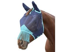 WeatherBeeta ComFiTec Deluxe Fine Mesh Mask with Ears & Tassels, Navy/Turquoise, Mini