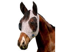 WeatherBeeta Comfitec Deluxe Stretch Fly Mask With Ears White/Burgundy Print - SMALL