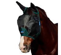 WeatherBeeta ComFiTec Durable Mesh Fly Mask with Ears, Black/Forest Green, Extra Large