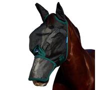 WeatherBeeta ComFiTec Durable Mesh Fly Mask with Ears & Nose, Black/Forest Green, Extra Large