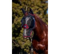 WeatherBeeta Comfitec Fine Mesh Fly Mask With Ears and Nose Black/Burgundy - XLARGE