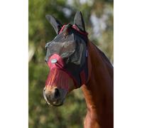 WeatherBeeta Comfitec Fine Mesh Fly Mask With Ears and Tassels Black/Burgundy - SMALL