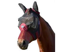 WeatherBeeta ComFiTec Fine Mesh Fly Mask with Ears & Tassels, Black/Burgundy, Extra Small