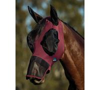 WeatherBeeta ComFiTec Luxe Stretch Fly Mask with Ears & Nose, Burgundy/Black, Medium