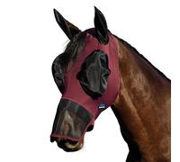 WeatherBeeta Comfitec Luxe Stretch Fly Mask With Ears and Nose Burgundy/Black - XSmall