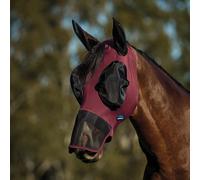 WeatherBeeta Comfitec Luxe Stretch Fly Mask With Ears and Nose Burgundy/Black - XSmall