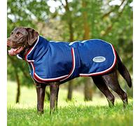 WeatherBeeta ComFiTec Parka 1200D Deluxe Dog Coat, Navy/Red/White, 30cm