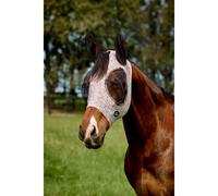 WeatherBeeta ComFiTec Stretch Fly Mask with Ears, White/Burgundy Bit Print, Large