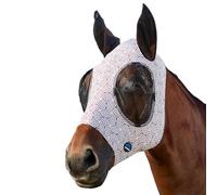 WeatherBeeta ComFiTec Stretch Fly Mask with Ears, White/Burgundy Bit Print, Large