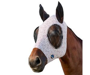WeatherBeeta ComFiTec Stretch Fly Mask with Ears, White/Burgundy Bit Print, Large