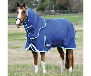 WeatherBeeta ComFiTec Ultra Hardi Detach-A-Neck 100g Turnout Rug - Blue/White