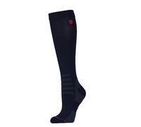 WeatherBeeta Compression Knee Length Riding Sock, Navy/Bright Pink, Adults Large