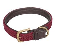 WeatherBeeta Leather Plaited Dog Collar, Brown/Maroon, Extra Large