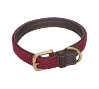 Weatherbeeta Plaited Leather Dog Collar Brown/maroon (Xl)