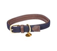 Weatherbeeta Plaited Leather Dog Collar Brown/navy (Xxl)
