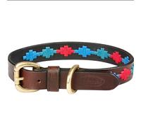 WeatherBeeta Polo Leather Dog Collar Beaufort Brown/Emerald/Pink/Blue - Extra Small