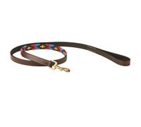 WeatherBeeta Polo Dog Lead - Cowdry Brown/Black/Red/White - Medium