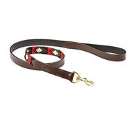 WeatherBeeta Polo Leather Dog Lead, Cowdray Brown/Black/Red/White, Medium