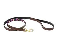 WeatherBeeta Leather Dog Lead Polo – Cowdray Brown/Purple/Purple – Medium