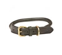 WeatherBeeta Rolled Leather Dog Collar, Black, Xxlarge