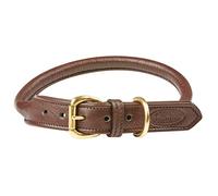 WeatherBeeta Rolled Leather Dog Collar – Brown – Large
