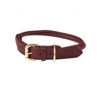 WeatherBeeta Rolled Leather Dog Collar - Maroon - Large