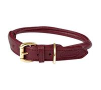 WeatherBeeta Rolled Leather Dog Collar, Maroon, Small