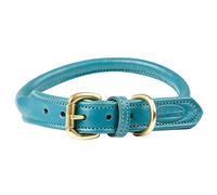 WeatherBeeta Rolled Leather Dog Collar - Teal - Extra Large