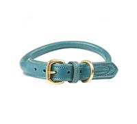 WeatherBeeta Rolled Leather Dog Collar - Teal - Large