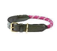 WeatherBeeta Rope Leather Dog Collar, Burgundy/Brown, Small