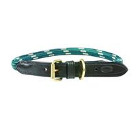 Weatherbeeta Rope Leather Dog Collar Hunter Green/brown (M)