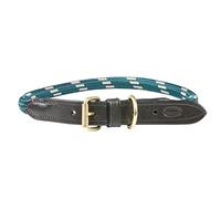 WeatherBeeta Rope Leather Dog Collar - Hunter Green/Brown - Small