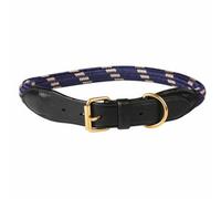 Weatherbeeta Rope Leather Dog Collar Navy/brown (L)