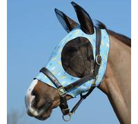 Weatherbeeta Stretch Bug Eye Saver With Ears - Turquoise Print - Size: Cob