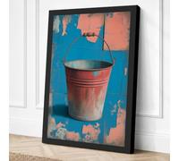 Weathered Bucket Rustic Canvas Wall Art Print 18x12 Inch (46 x 30 cm)