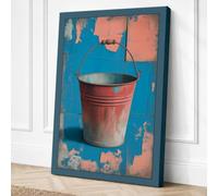 Weathered Bucket Rustic Canvas Wall Art Print 24x16 Inch (61 x 41 cm)