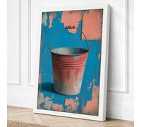 Weathered Bucket Rustic Canvas Wall Art Print 24x16 Inch (61 x 41 cm)