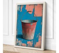 Weathered Bucket Rustic Canvas Wall Art Print 30x20 Inch (76 x 51 cm)