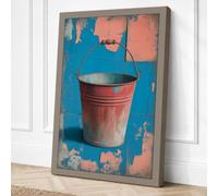 Weathered Bucket Rustic Canvas Wall Art Print 30x20 Inch (76 x 51 cm)