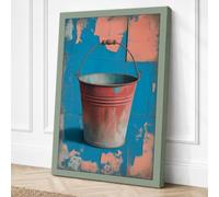 Weathered Bucket Rustic Canvas Wall Art Print 30x20 Inch (76 x 51 cm)