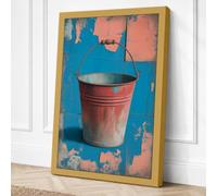 Weathered Bucket Rustic Canvas Wall Art Print 36x24 Inch (91 x 61 cm)