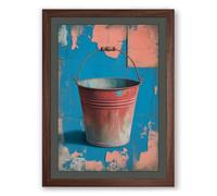 Weathered Bucket Rustic Framed Wall Art Print A1 (84.1×59.4cm) Walnut, Wall Decor for Living Room, Bedroom, Office & Home, Ready to Hang, Art Gift