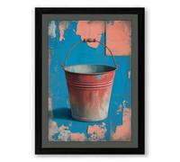 Weathered Bucket Rustic Framed Wall Art Print A2 (59.4×42cm) Black, Wall Decor for Living Room, Bedroom, Office & Home, Ready to Hang, Art Gift