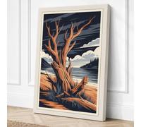 Weathered Oak at Dusk Rustic Canvas Wall Art Print 36x24 Inch (91 x 61 cm)