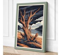 Weathered Oak at Dusk Rustic Canvas Wall Art Print 36x24 Inch (91 x 61 cm)