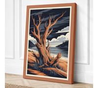 Weathered Oak at Dusk Rustic Canvas Wall Art Print 36x24 Inch (91 x 61 cm)