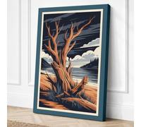 Weathered Oak at Dusk Rustic Canvas Wall Art Print 36x24 Inch (91 x 61 cm)
